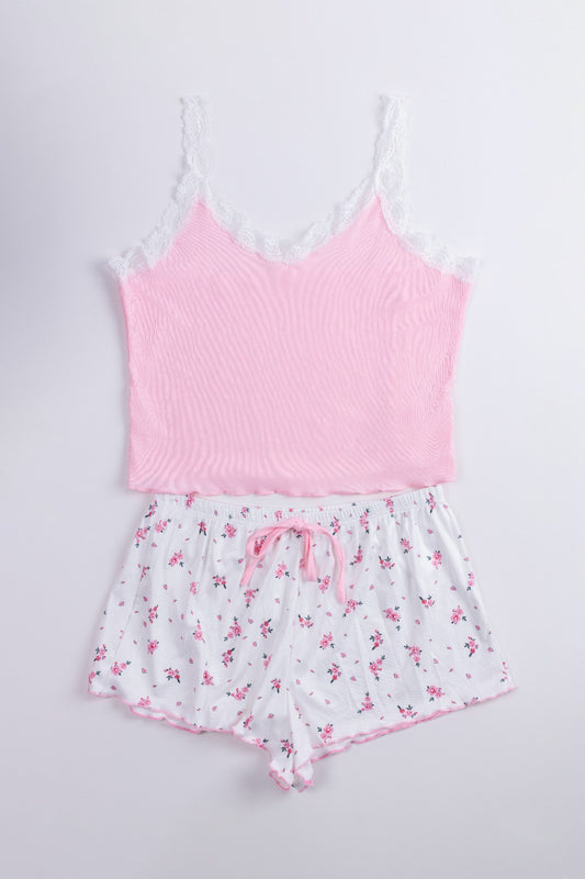 TINY DAISIES LACE PAJAMAS-PINK