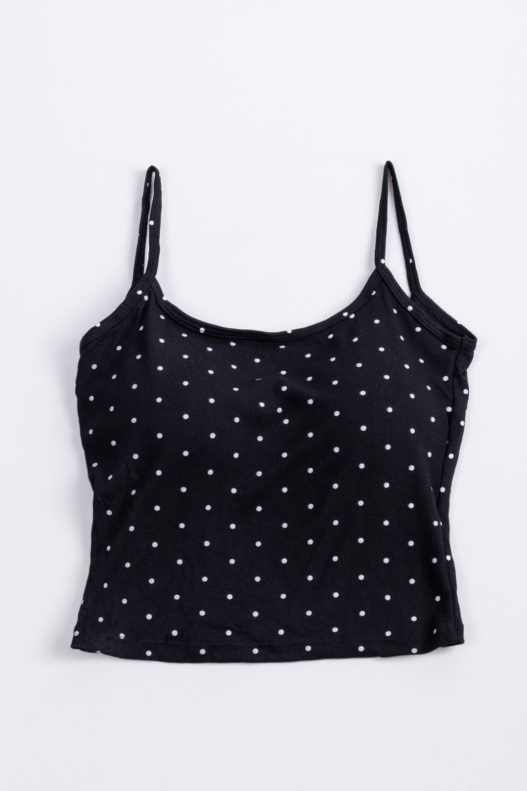 DOTTED CROP TOP-BLACK