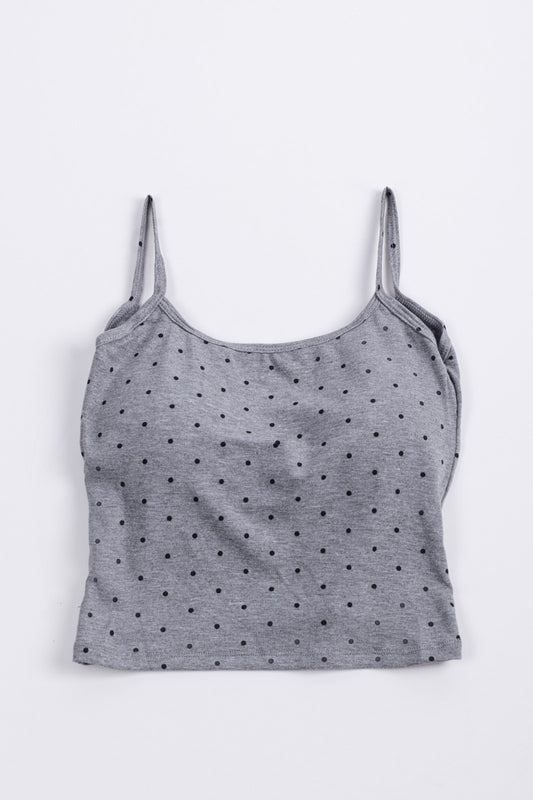 DOTTED CROP TOP-GRAY