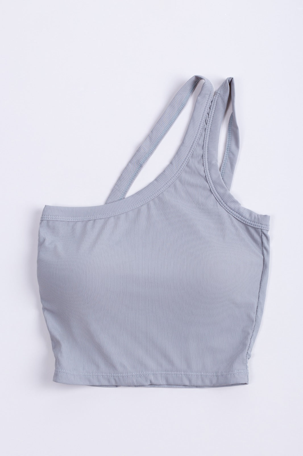 ONE SHOULDER CROP TOP-GRAY