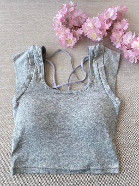 CRISS CROSS TOP-Light Gray