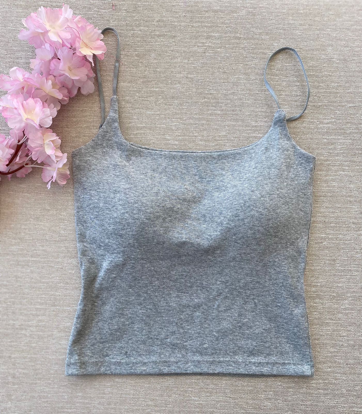 SOLID CROP TOP -Light Gray