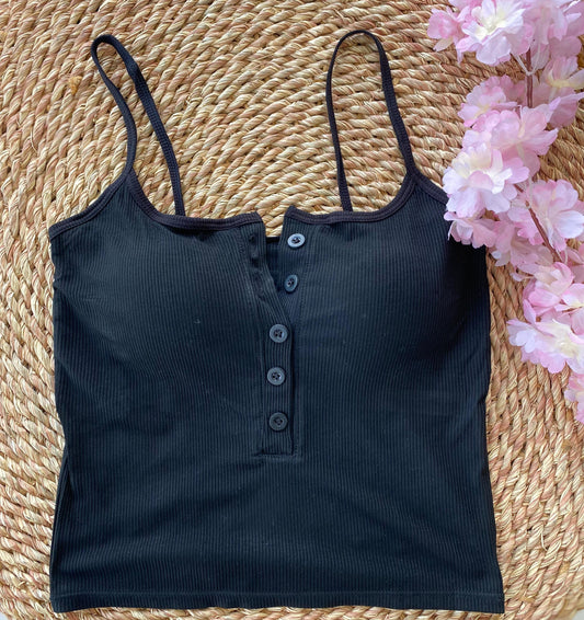 with buttons crop top-BLACK