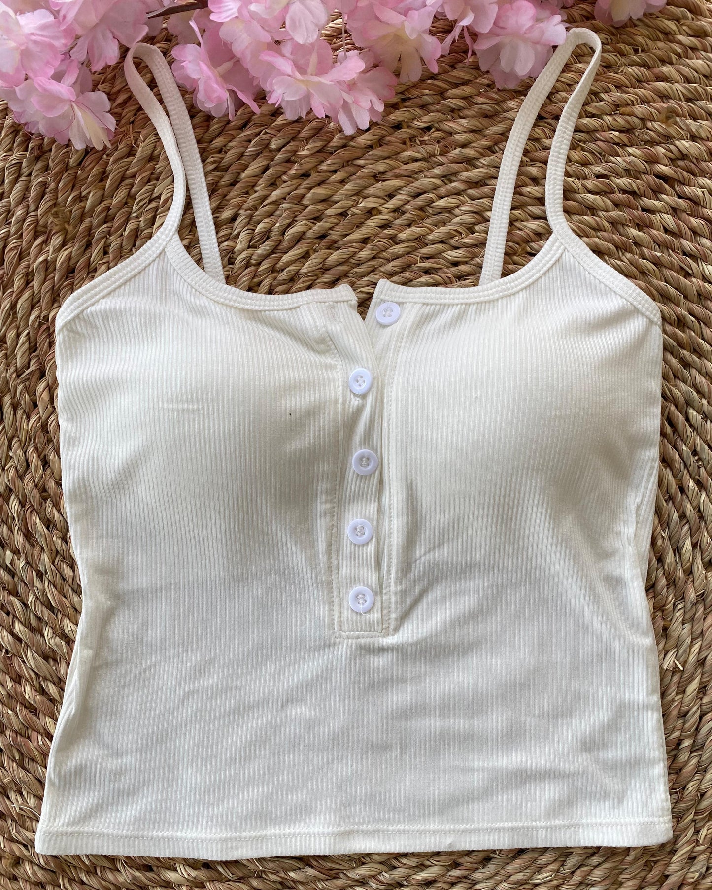 with buttons crop top-WHITE