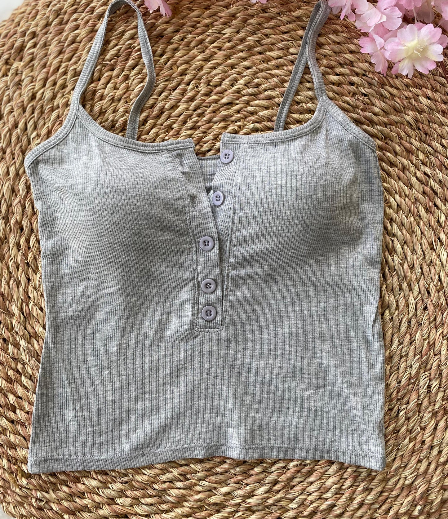 with buttons crop top-GRAY (Copy)with buttons crop top-Light Gray