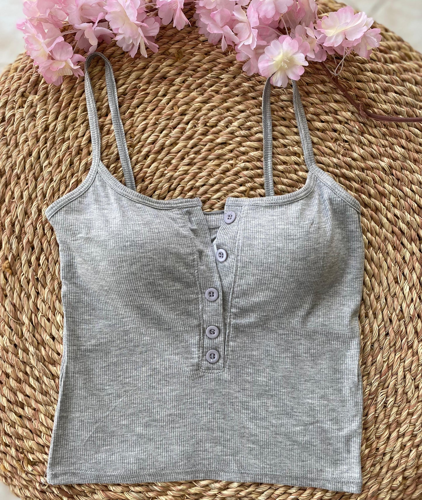 with buttons crop top-GRAY (Copy)with buttons crop top-Light Gray