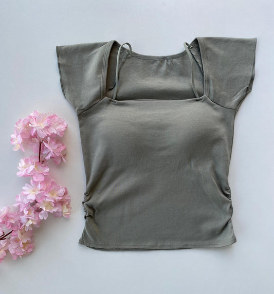 CROP TOP SQUARE NECK-OLIVE