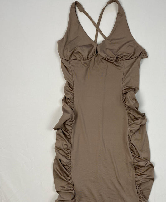 NIGHTY MIDI DRESS-BROWN