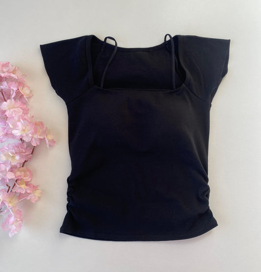 CROP TOP SQUARE NECK-BLACK