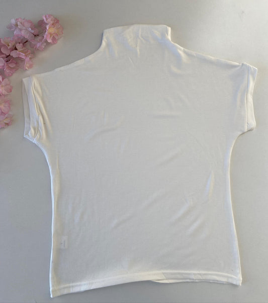 HALF-TURTLENECK SHORT-SLEEVE T-SHIRT-WHITE