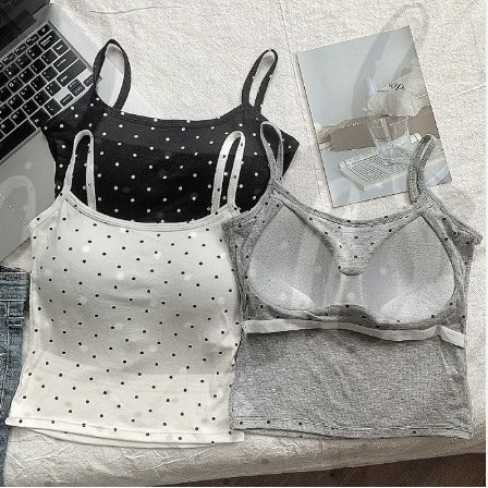 DOTTED CROP TOP-BLACK