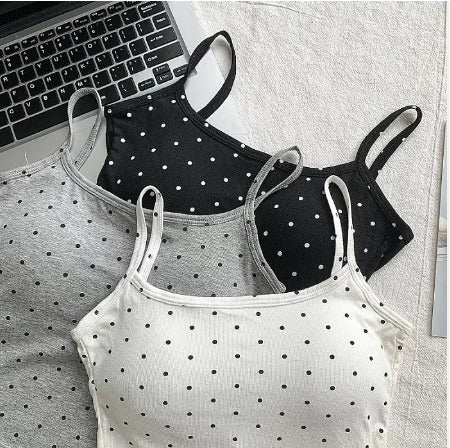 DOTTED CROP TOP-BLACK