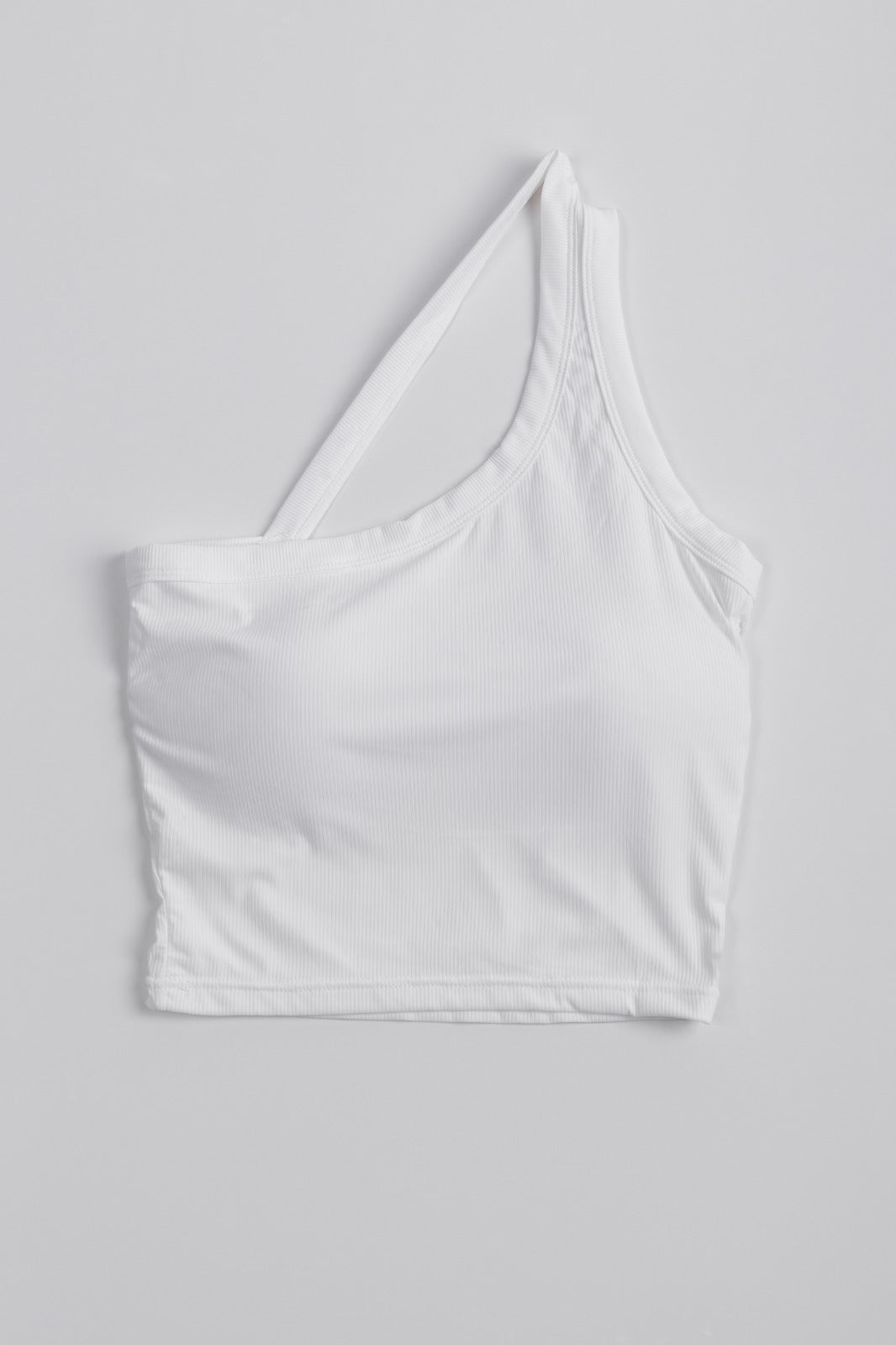 ONE SHOULDER CROP TOP-WHITE