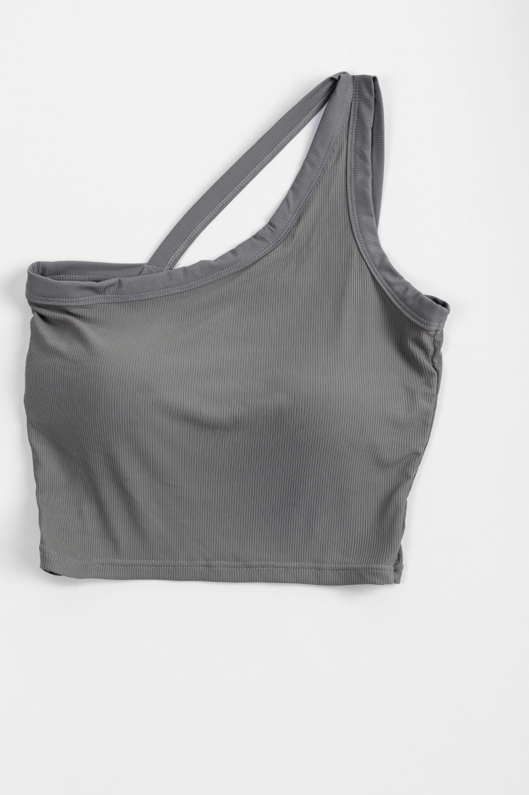 ONE SHOULDER CROP TOP-OLIVE