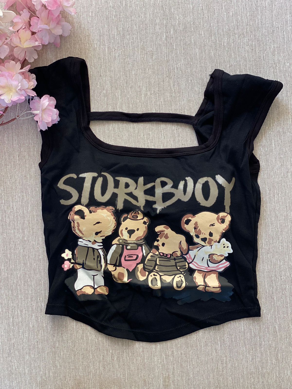 CARTON CROP TOP-BLACK