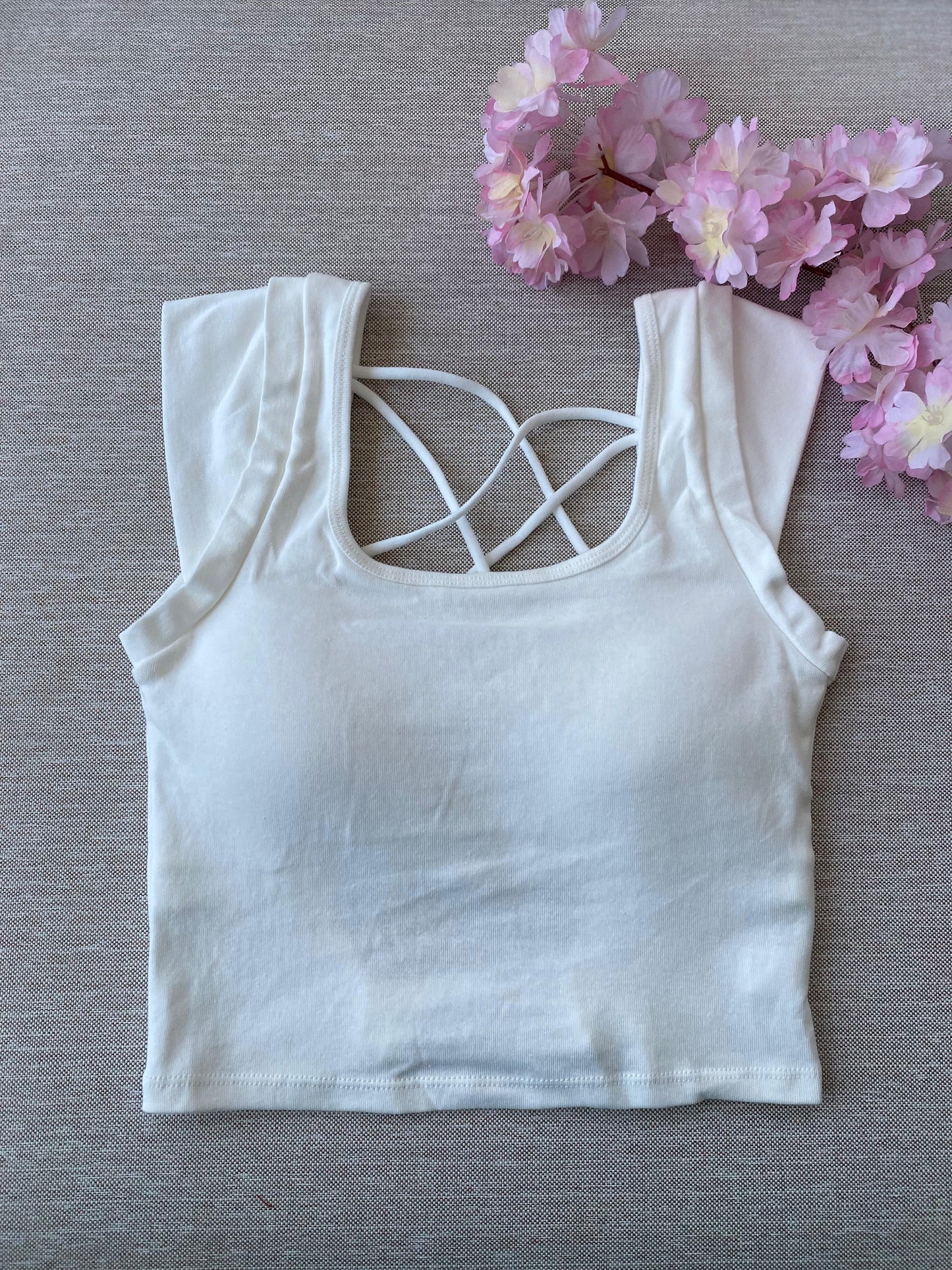 CRISS CROSS TOP-WHITE-F.Z