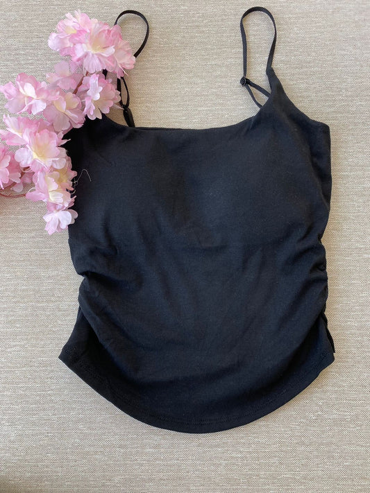 CAMIS TANKS TOPS-BLACK