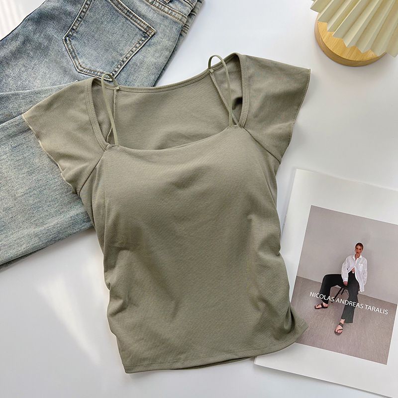 CROP TOP SQUARE NECK-OLIVE